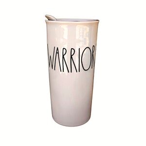 Rae Dunn Magenta "Warrior" Large Travel‎ Ceramic Mug Tumbler With Sealed Lid